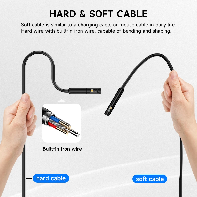 Industrial Endoscope Inspection Camera for iOS Micro USB/Type-C Dual Camera for iPhone Waterproof Pipeline Borescope Check Car 5