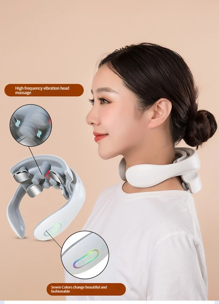 Neck Massage Intelligent Charging Heating Hot Pressing Magnetic Pulse Fashion Multi User Usage Portable Pulse Neck Massager 10