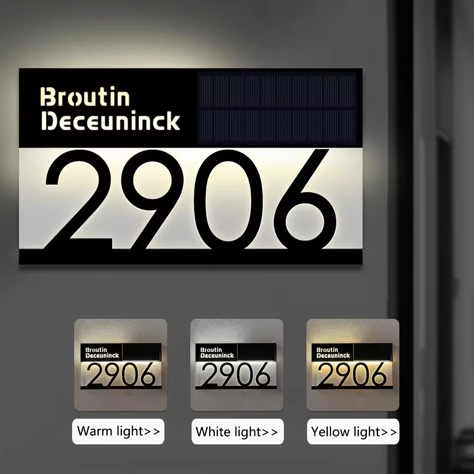 Targa Luminosa Per Numero Civico A Energia Solare - Personalizzabile - Per Esterno - 20/25/30cm - Foto 10