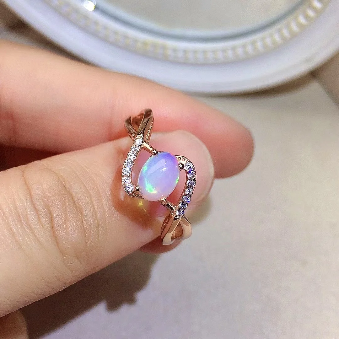 

Elegant Silver Opal Ring for Young Girl 5mm*7mm 100% Natural White Opal Silver Ring Solid 925 Silver Opal Jewelry