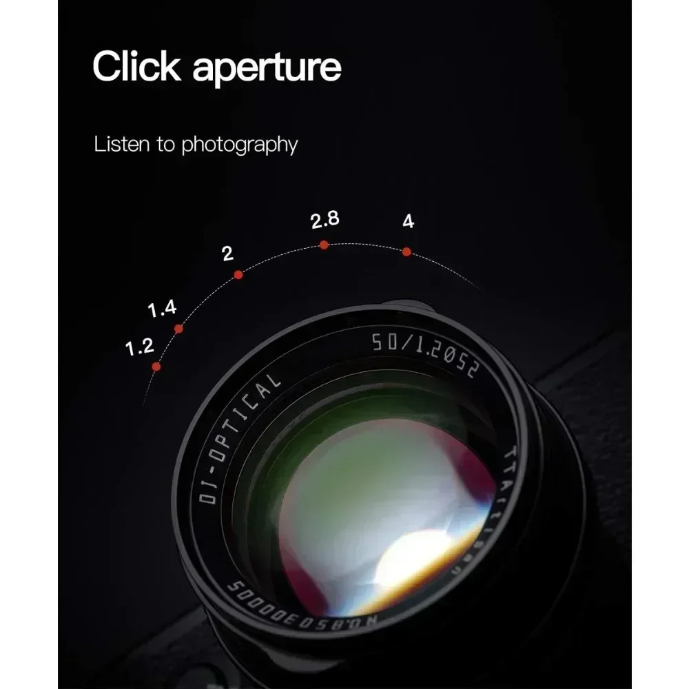 TTArtisan 50mm F1.2 APS-C 수동 초점 렌즈 ( E, 후지필름 X, 캐논 M, 니콘 Z, 파나소닉, 올림푸스 M43 마운트, 대구경)