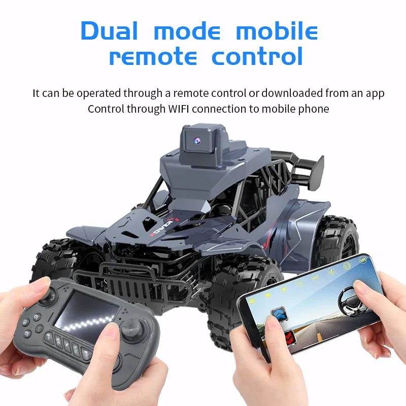 카메라가 장착된 RC카 LCD 리모컨 FPV 실시간 전송 고속 2.4g 원격 조종 자동차 음성 채팅 장난감 어린이 및 성인용
