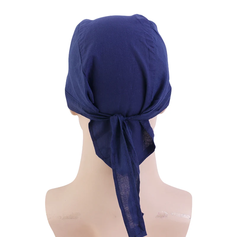 Unisex Baumwolle Durag Männer Frauen Atmungsaktive Bandana Hut do do doo du rag Headwrap Piraten Hut Chemo Kappe Einfarbig Haar Zubehör – Detail 8