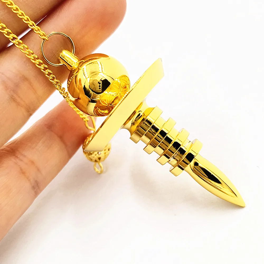 Flower of Life Gold plated Brass Pendulum for Dowsing Meatl Charms Chakra Amule Wicca Healing Spiritual Energy Balancing Pointed 6