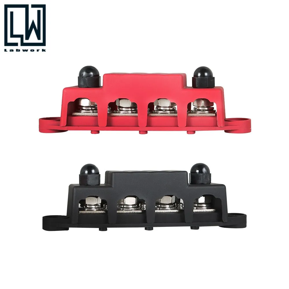 

Bus Bar Power Distribution 12V 250A 3/8" 4 Post Busbar Red and Black Pair
