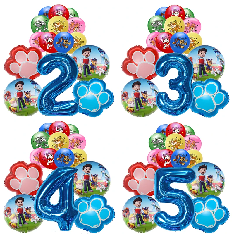 15 stücke Cartoon Folie Ballon Anzahl Ballon Pfote Patrol Thema Kinder Geburtstag Party Dekoration Baby Geschenk Party Chase Skye Ballon