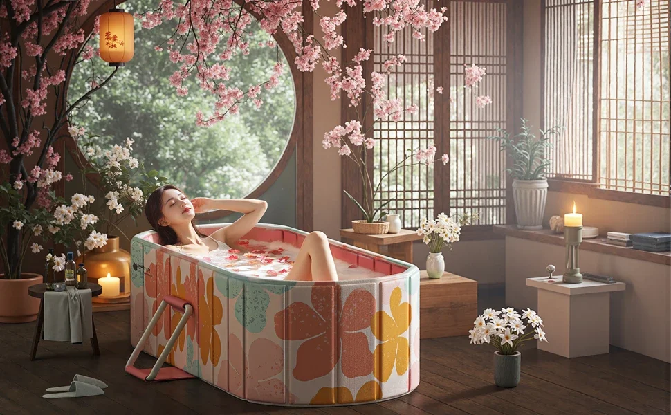 Folding bathtub