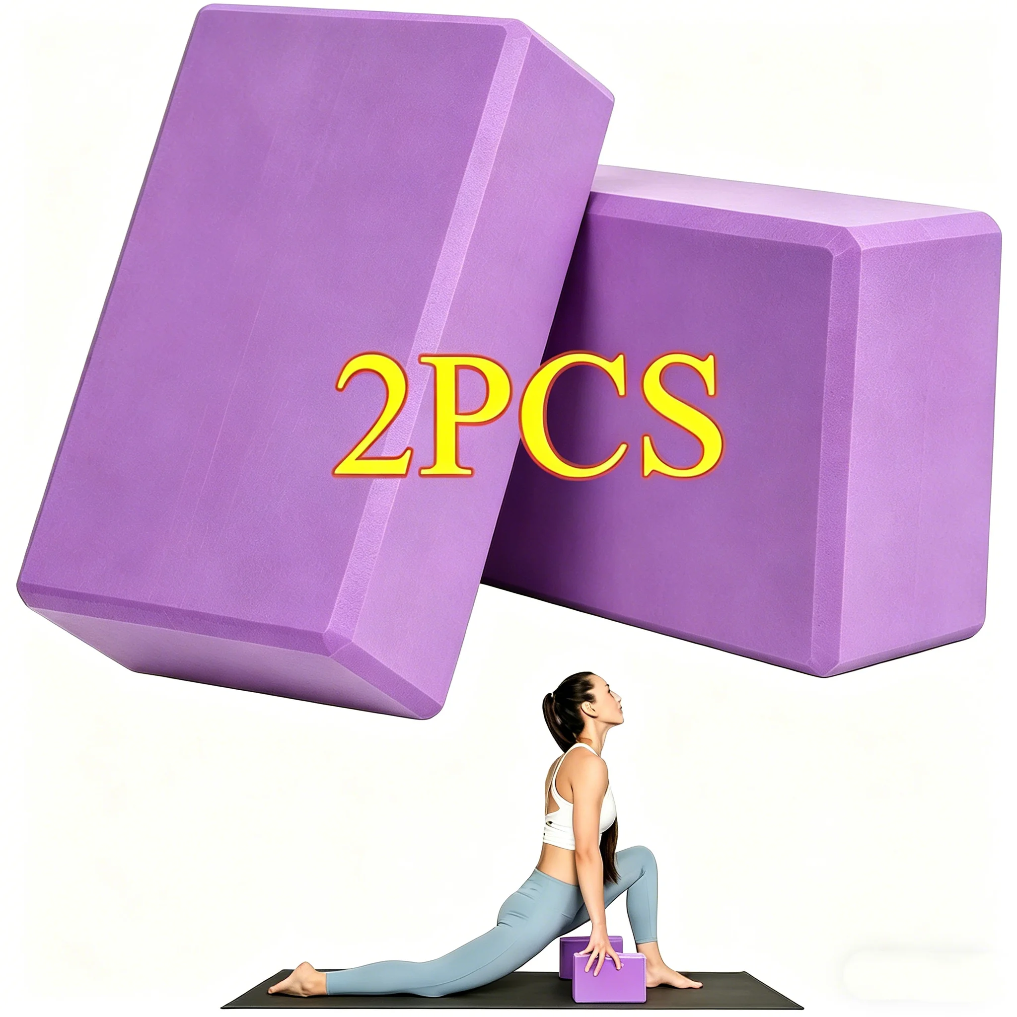 Set of 2 High-Density Foam Yoga Blocks - Lightweight, Supportive, and Odor-Free
