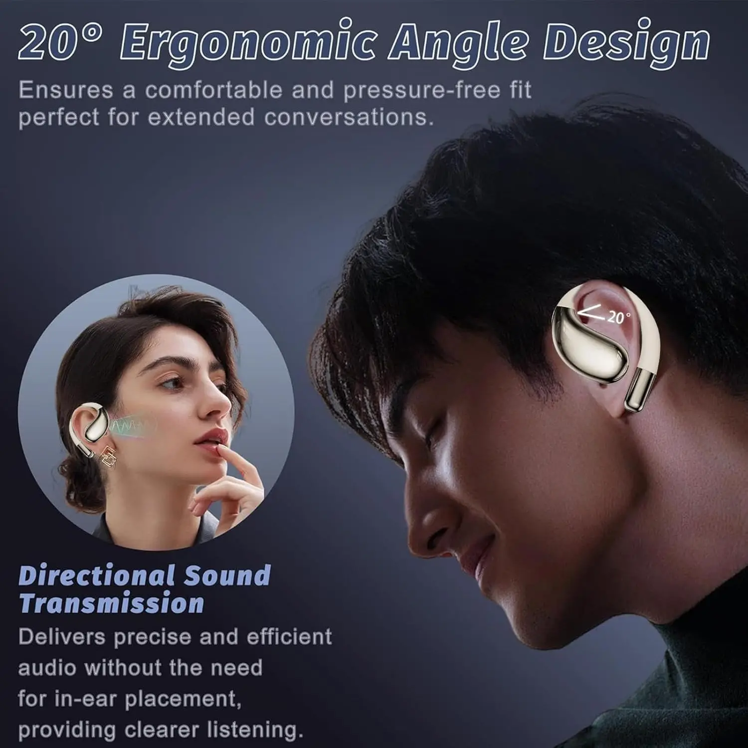 Enhanced Wireless Bluetooth Earbuds with Mic, IPX5 Waterproof, 40H Playtime, Sport Ear Hook Design