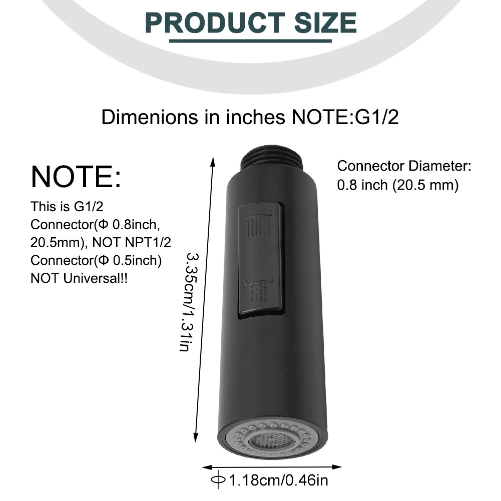 

High Quality For Standard G1/2 Male Connector Type Of Pull Out Hose Sprayer Head ABS Kitchen Spare Sprayer Head