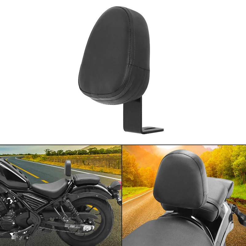 Universal Motorcycle Passenger Backrest Pad - Detachable PU Leather Cushion For Suzuki & Most Bikes, Adds Comfort & Style