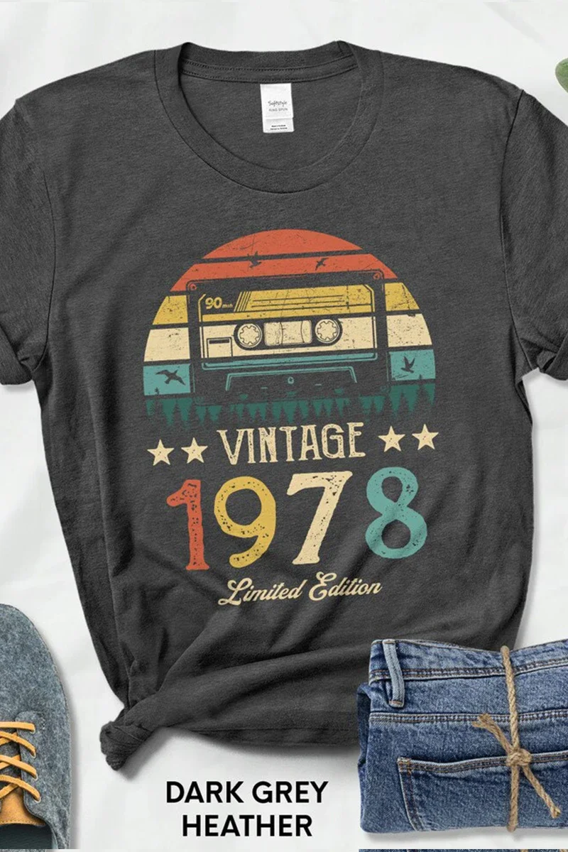 

Y2k Aesthetic Summer T-shirt Retro Cassette Vintage Made in 1978 Women Tops Birthday Party Gift Streetwear Ladies Fashion Tee