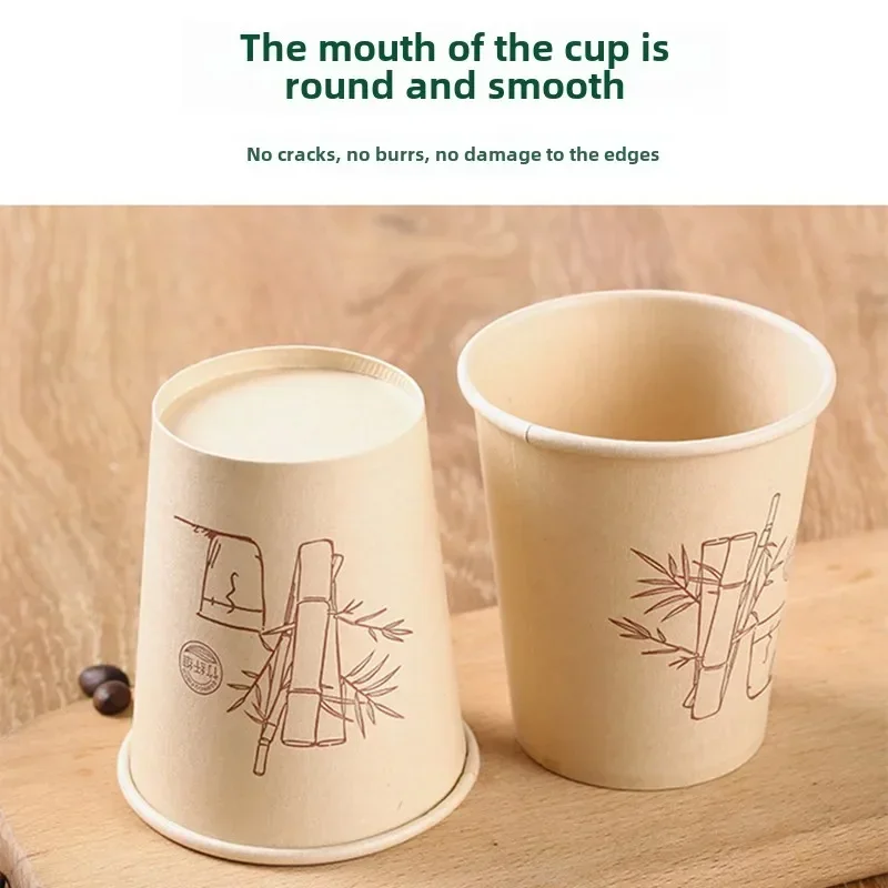 50 Pcs for Office Food Grade Water Cup,Thickened Paper Fiber Paper Cups, Disposable Paper Cups, Natural Bamboo Fiber Cups Hot