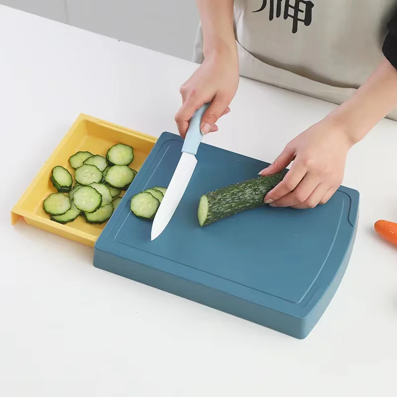 

Multifunctional kitchen chopping board plastic belt storage chopping board non-slip vegetable and fruit chopping board kitchen a