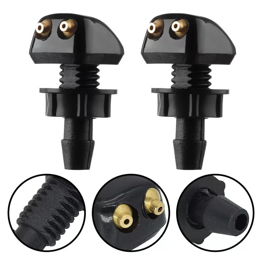 2Pcs Car Windshield Wiper Washer Spray Nozzle Car Dual Holes Windshield Washer Nozzle Wiper Water Spray Jet Fits Most Car Models