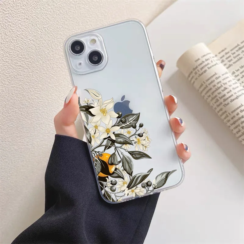 Ins Malerei Blume klar Handy hüllen für iPhone 11 Hülle iPhone 13 12 14 Pro Max Mini 14 7 8 plus se2 xs x xr transparente Abdeckung – Detail 9