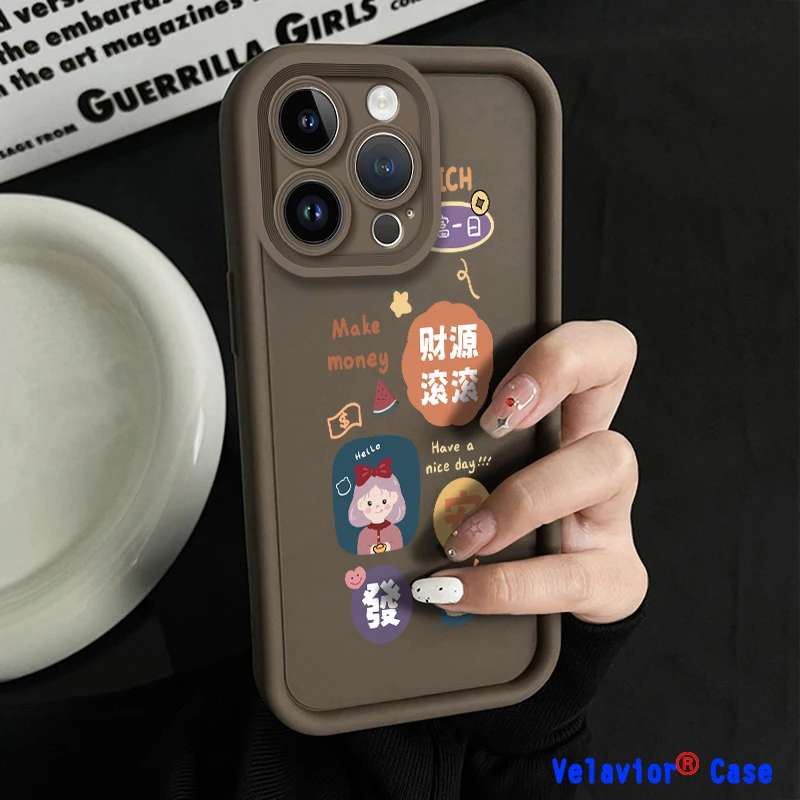 

Case for IPhone 15 Extra Cash Cartoon Pattern Phone Fundas for Iphone 15 14 13 12 11 Pro Max Xr Xs X 7 6 Plus Cover Back Shell