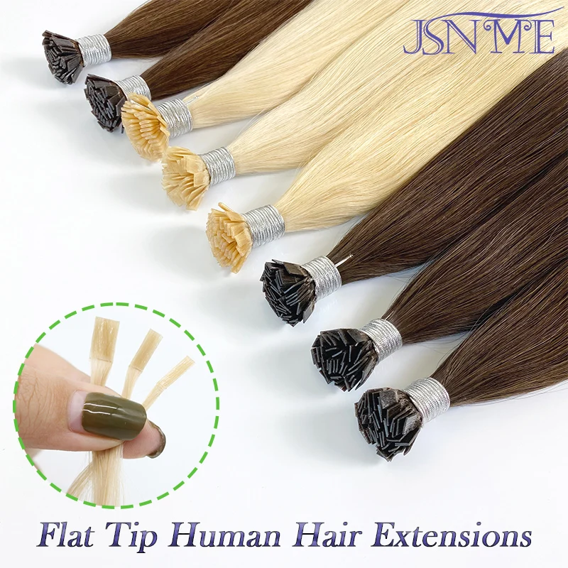 JSNME Estensioni dei capelli a punta piatta di alta qualità Cheratina Naturale Estensione dei capelli veri umani Marrone Biondo 1 g/filo per il salone