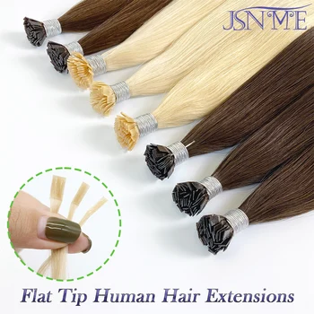 JSNME Estensioni dei capelli a punta piatta di alta qualità Cheratina Naturale Estensione dei capelli veri umani Marrone Biondo 1 g/filo per il salone