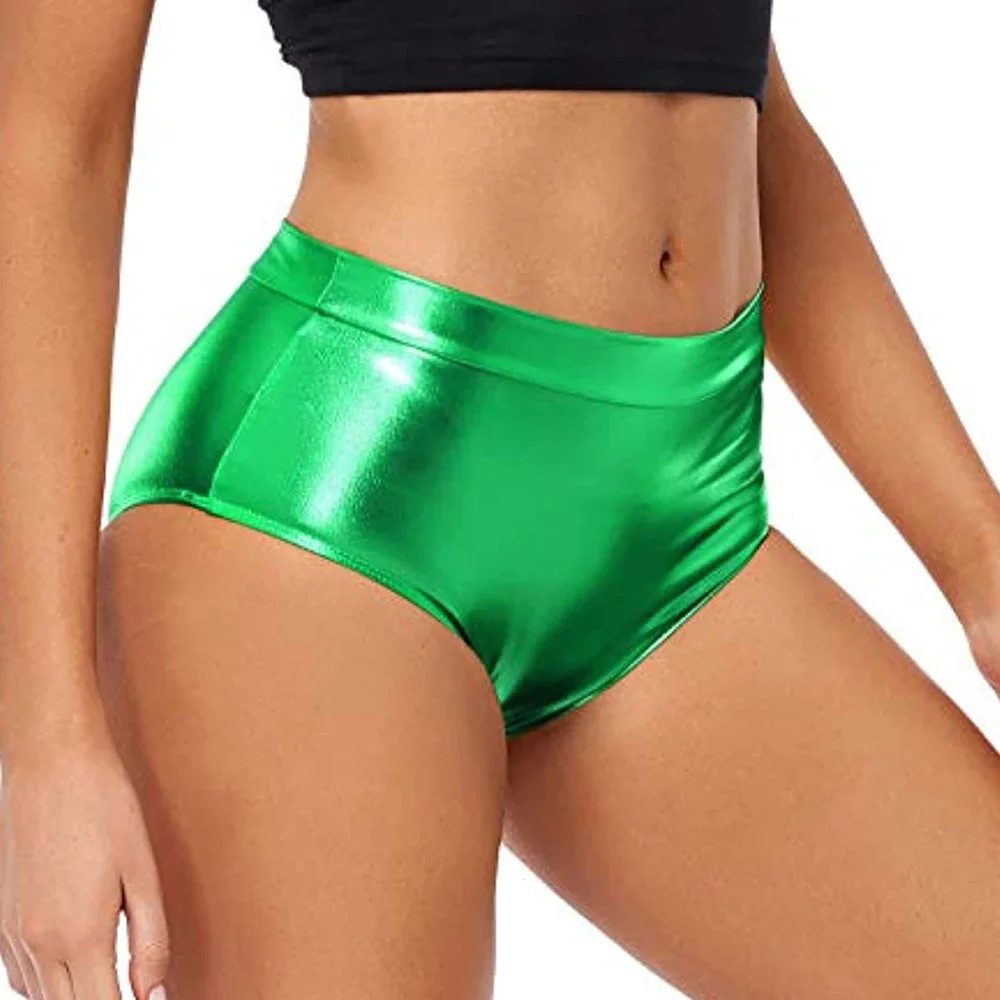 Women Sexy Metallic Hot Pants Gymnastics Club Shorts Shiny Panties Shorts Pole Dance Clubwear Music Festival Rave Party Costumes