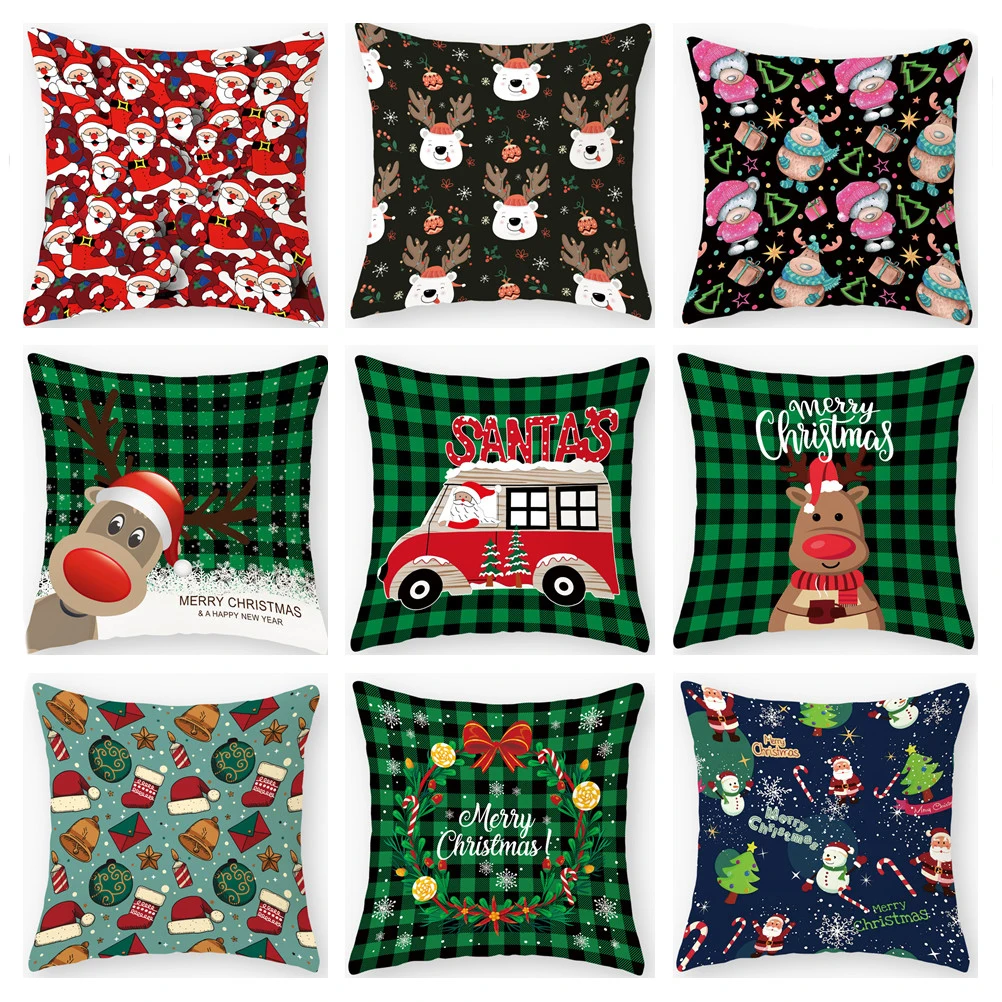 

Christmas Snowman Cushion Cover 45*45cm Polyester Throw Pillows Sofa Santa Claus Home Decor Decorative Pillowcase