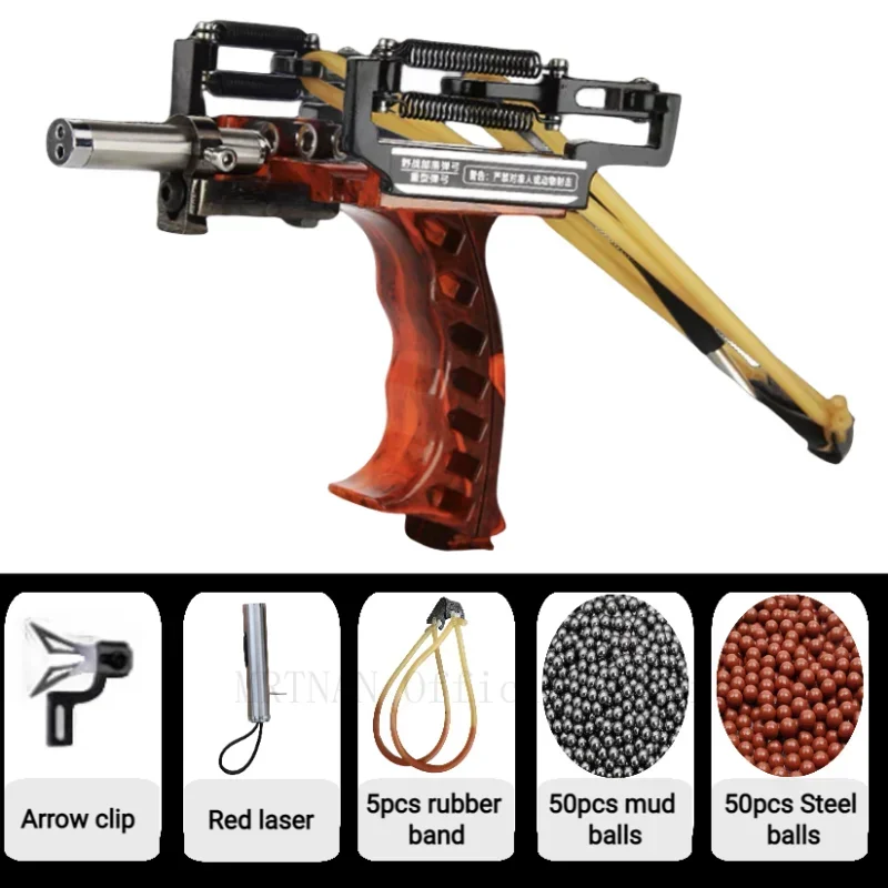 

Powerful Laser Slingshot with Wrist Rest, Stainless Steel Catapult, Outdoor Hunting, Fishing, Shooting Steel Balls