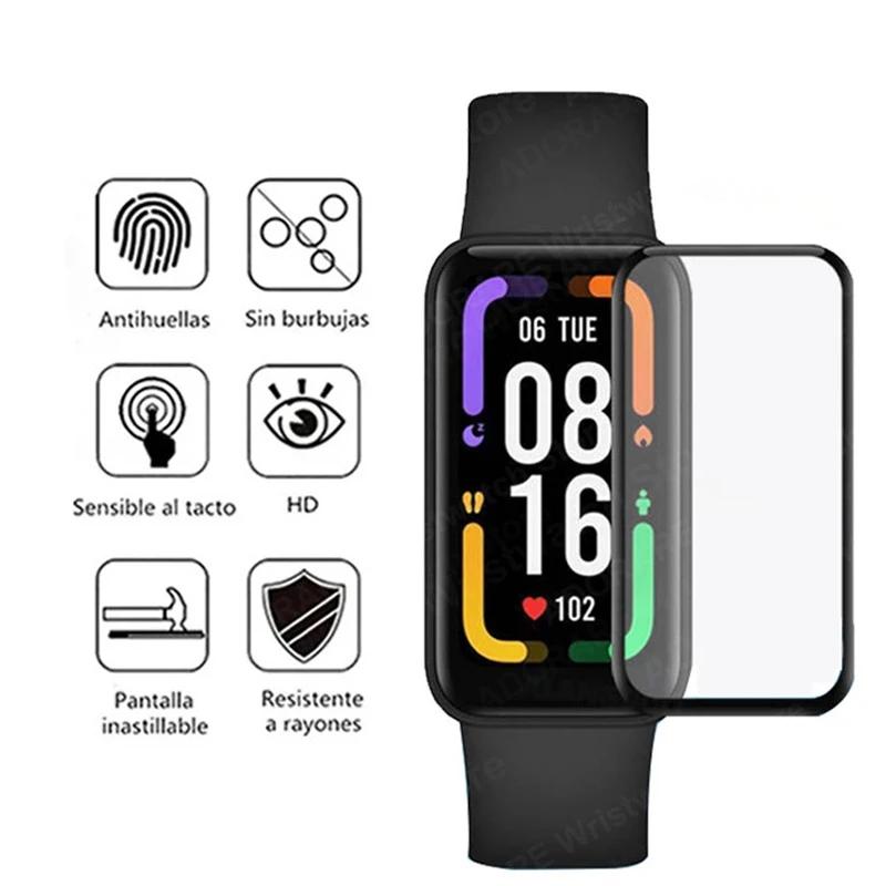1/3PCS 3D Curved Tempered Glass For Redmi Smart Band Pro Full Cover Screen Protector Film For Redmi Band Pro Protective Glass