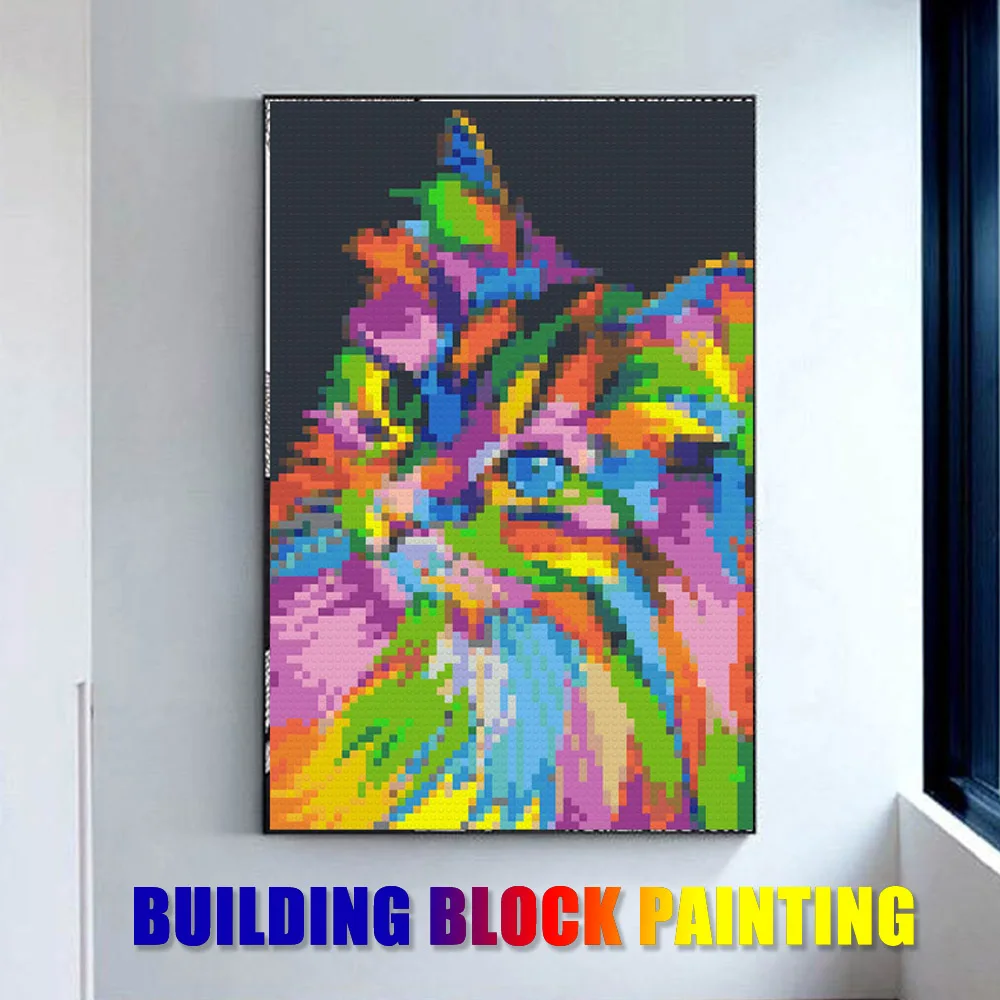 2400 + pces diy pixel arte legal cão pintura mosaico por blocos de  construção idéias originais presente pop gatos retrato animais  quebra-cabeça com quadro - AliExpress