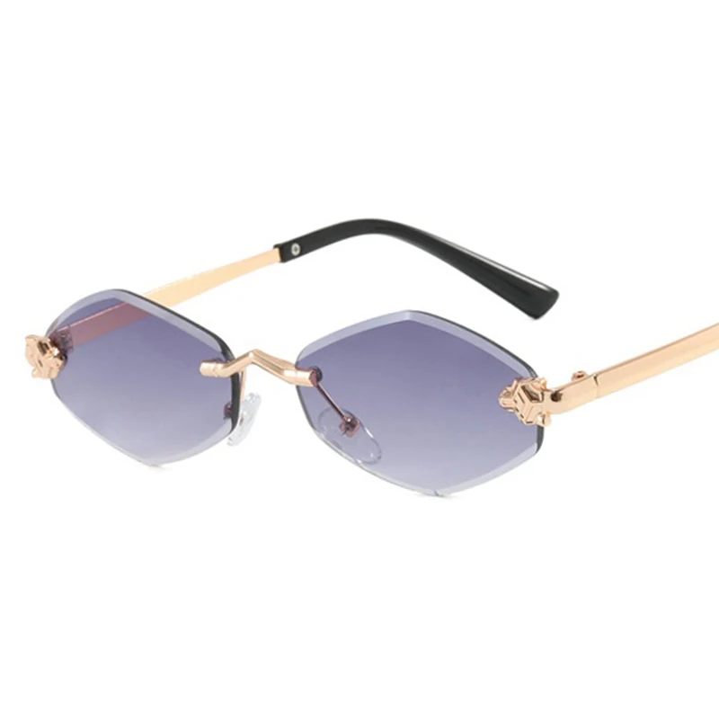 Fashion Small Polygonal Sunglasses for Women Luxury Brand Rmless Brown Rhombus Sun Glasses Woman Vintage Metal Shades Eyewear 5