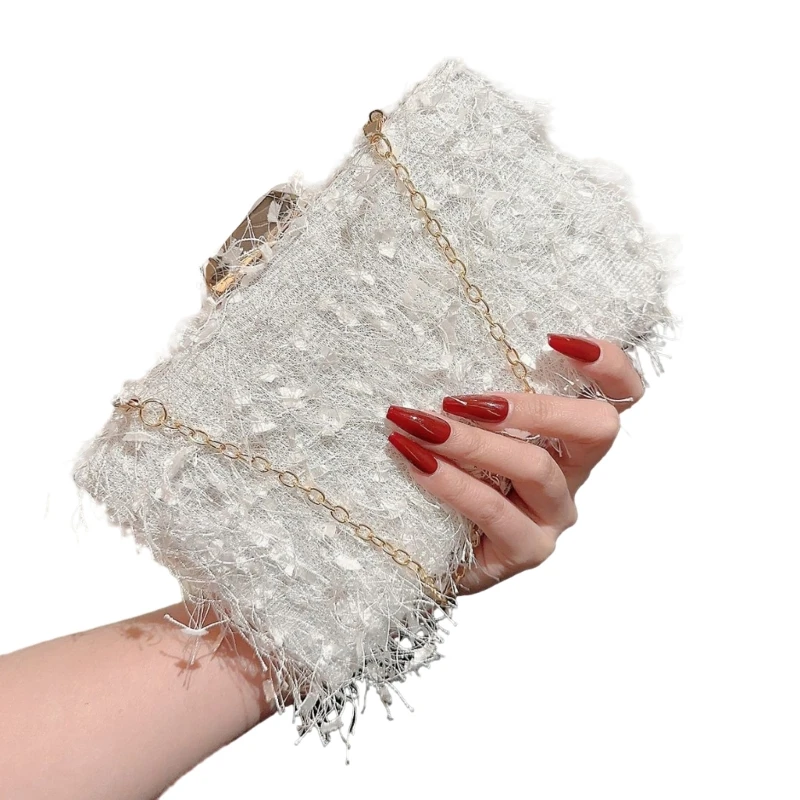 Women's Evening Bag Winter Dinner Handbag with Removable Chain Shoulder Bag
