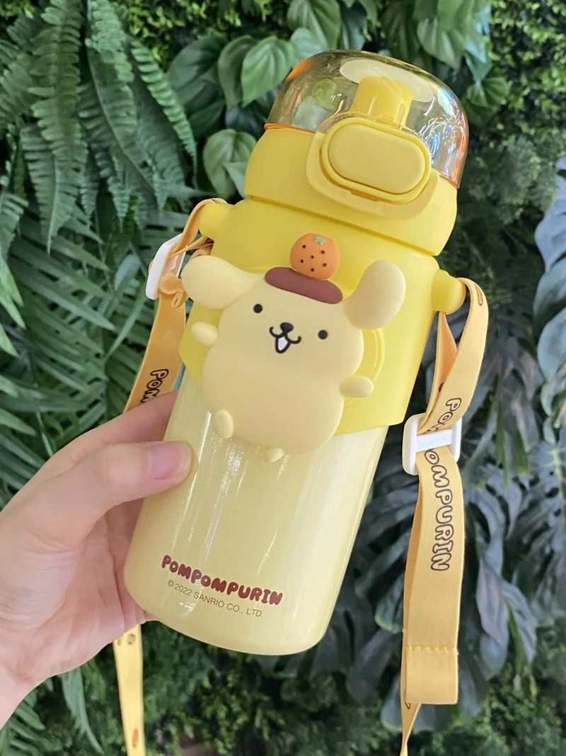 

Sanrio Anime Kawaii Cinnamoroll Kulomi Melody Cartoon Girlheart Portable Thermos Cup Student Children'S Straw Cup Birthday Gift