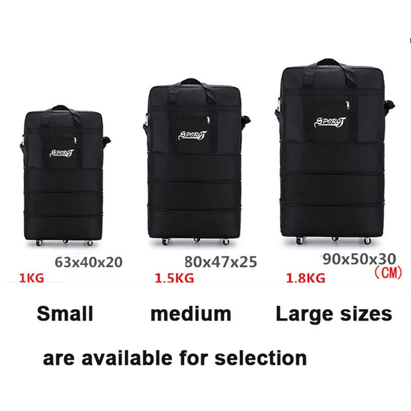Folding Luggage Bags Travel Bag Large Capacity Moving Universal Wheel Duffle Pack Foldable Business Storage Bag with Wheels 2