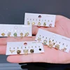 Yakemiyou 5pcs/Set Cartoon Design Stud Earrings for Women Girls Gold Color Cubic Zircon Jewelry 2