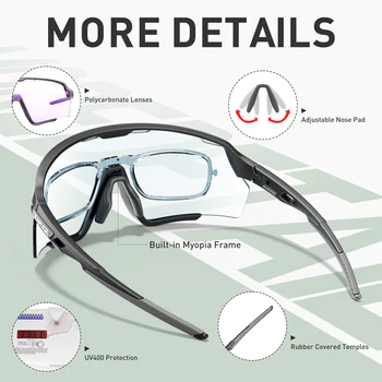 KAPVOE New Photochromic Cycling Glasses Men Women Clear Mountain Bike Sunglasses MTB Bicycle Riding Sports Triathlon Running 4
