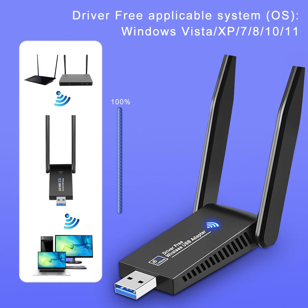PC 노트북 태블릿용 USB 3.0 와이파이 어댑터, 듀얼 밴드 2.4G 5G 무선 네트워크 카드 드라이버, 무료 블루투스 와이파이 어댑터, 1300Mbps
