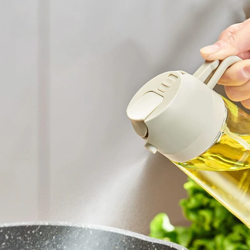 2 in 1 Olive Oil Spray Sprayer Dispenser Bottle for Barbecue Air Frying Pan Oven Camping