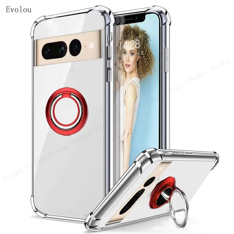 Enhanced Magnetic Ring Holder Transparent Silicone Case