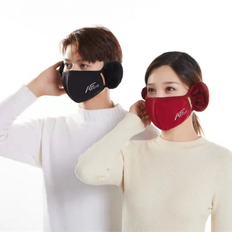 Mode 2 in 1 Maske Ohren schützer Winter warme Maske Ohren schützer Frauen Männer Sport einfarbig Winter Ohren schützer