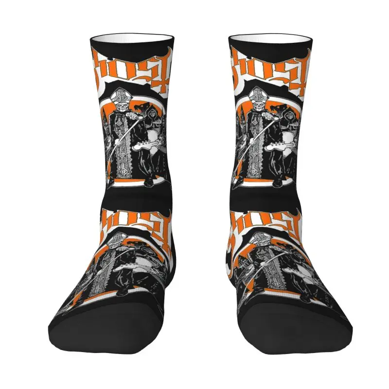 

Ghost Halloween Vintage Dress Socks Men's Women's Warm Funny Novelty Heavy Metal Rock Band Crew Socks