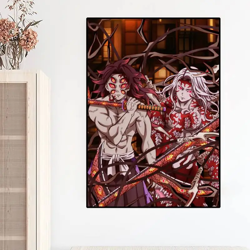 Demônio slayer tinta pintura cartaz vento chinês anime colorir livro a4 a3  adesivo de parede decoração quarto dormitório papel presente - AliExpress