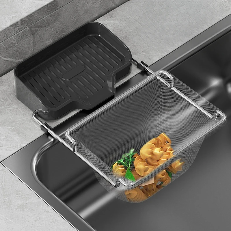 

Kitchen Sink Filter Rack Foldable Sink Strainer Mesh Bag Stand Waste Garbage Net Shelf Disposable Garbage Mesh Bag Kitchen Gadge
