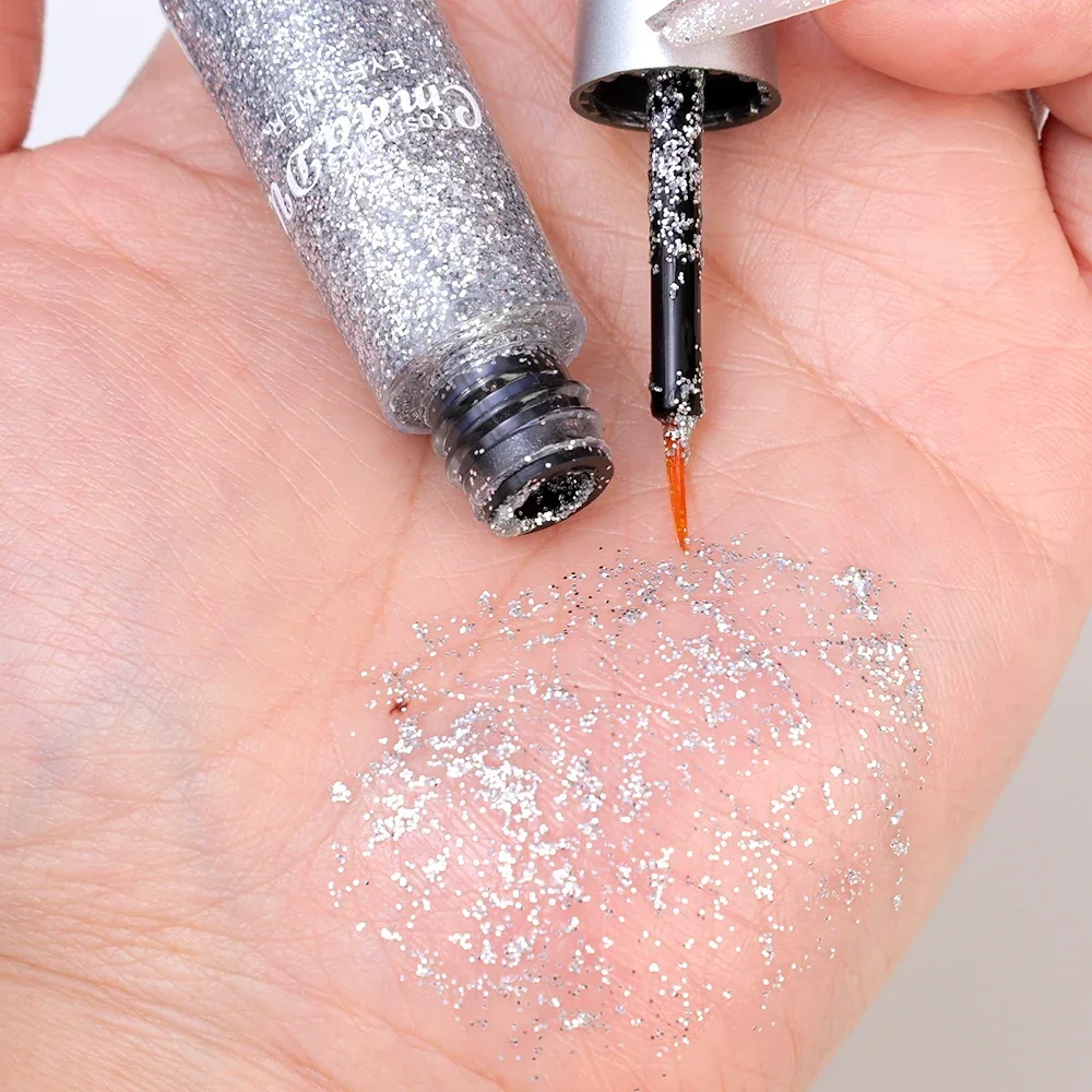 Diamentowy perłowy zielony Eyeliner cień do powiek wodoodporny srebrny złoty niebieski kolor błyszczące cekiny Eyeliner koreański makijaż kosmetyki