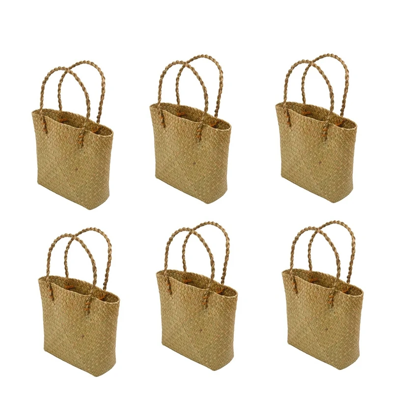 

6X Fashion Straw Summer Women Beach Handbags Female Flap Handbags Designer Lady Retro Rattan Handmade Tote Bag(Yellow)