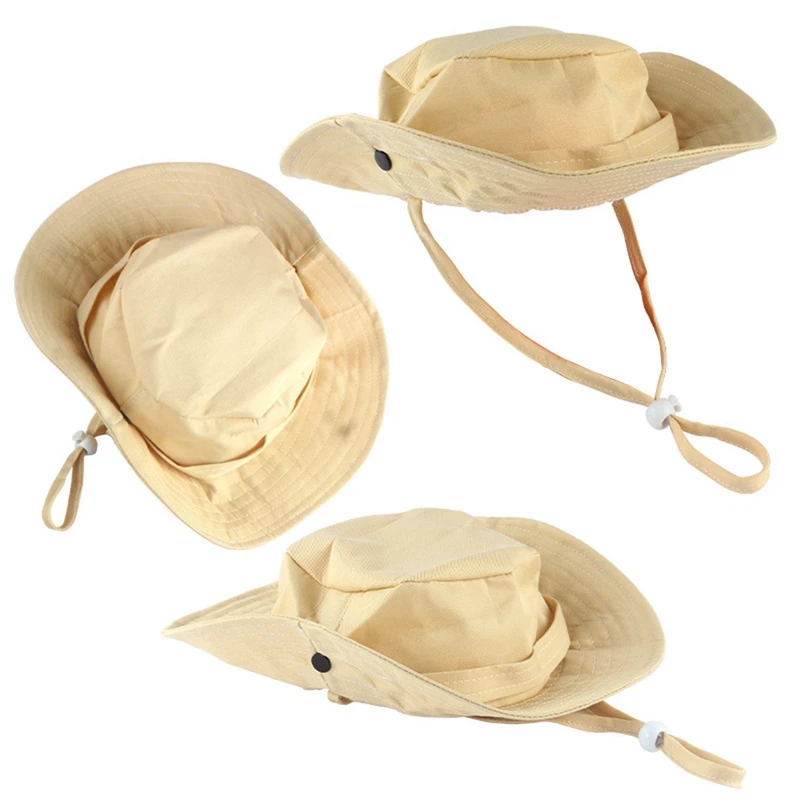 2X Outdoor Adventure Kit,Young Kid's Khaki Cargo Vest And Hat Comfortable And Durable Explorer Costume Role Play Toy