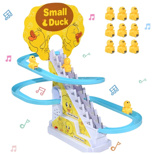 Kid Diy Small Duck Penguin Electronic Climbing Stairs Track Toy Light Musical Slide Track Coaster Toy Educational Fun Toys Gifts 5
