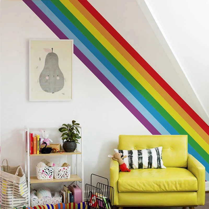 

Creative Rainbow Waistline Wall Stickers Door Frame Decoration Decals Self-adhesive WallBoard Background Sticker Home Decor