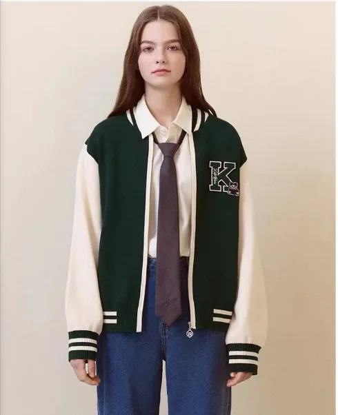 

Green Color Letter Embroidery Cardigans Jackets, Autumn Winter Casual Sweater Coat , Knitted Jumper,Traf , Vestidos Para Mujer