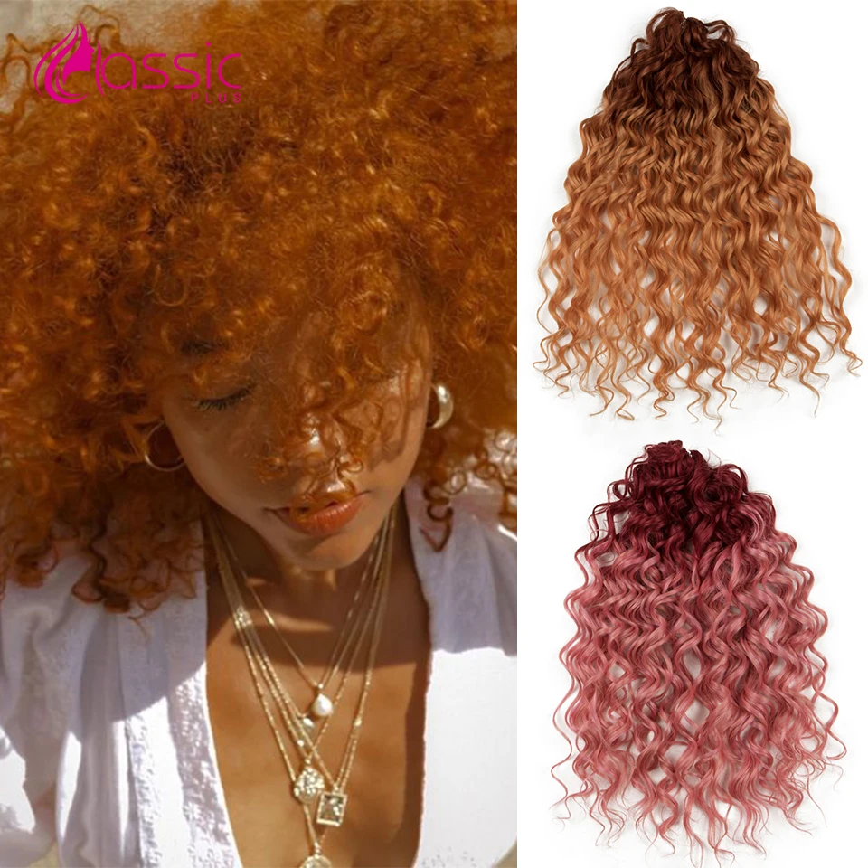 Pink Deep Wave Twist Crochet Hair Synthetic Afro Curly Crochet Braids Ombre  Ginger Orange Braiding Hair Extensions For Women| | - AliExpress