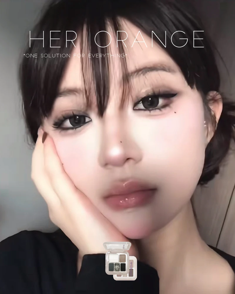 Description Picture 2 of item5-Color Shiny Punk Blue Eyeshadow Palette Glitter Pearlescent Eye Shadow Palette Lasting Waterproof Nude Pink Eye Pigment Makeup