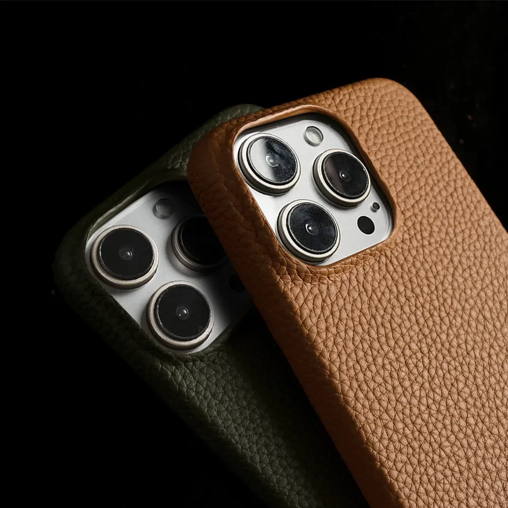 Luxury Full Grain Leather Shockproof Phone Case - Elegant Back Cover